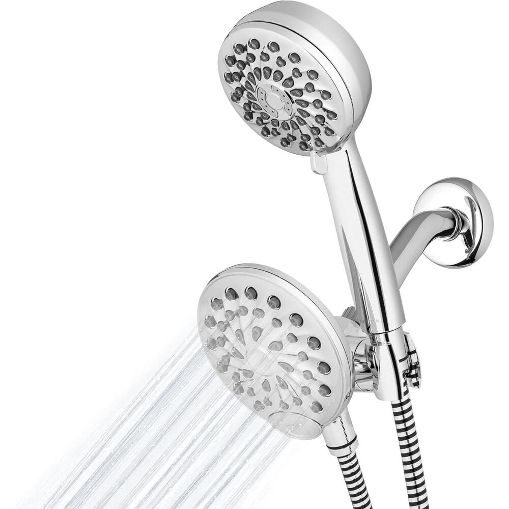 Waterpik NEW One-Touch Dual 2-in-1 Shower System Head Attachment 8 Modes